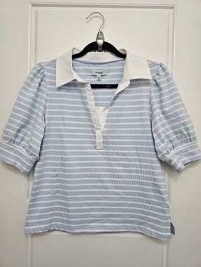 Kensie Pale Blue & White Striped Polo Tunic (Womens) M